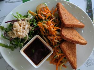 Baked tofu at Zrno Bio Bistro in Zagreb