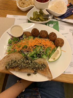 Falafel plates  at Zrno Bio Bistro in Zagreb