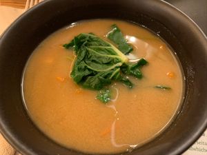 Miso soup at Zrno Bio Bistro in Zagreb