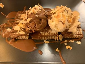 Hungarian layer cake at Zrno Bio Bistro in Zagreb