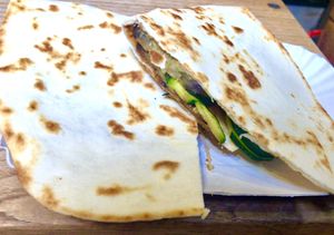 Courgette and aubergine BBQ piadina   at Sfarinà in Bologna
