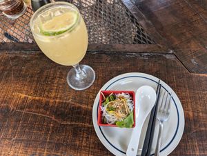 Lemonade and complementary side salad at CHEKAFE in Nairobi