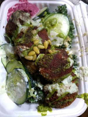 Sweet potato falafel bowl. So delicious!  at Lulu's Local Eatery in St Louis