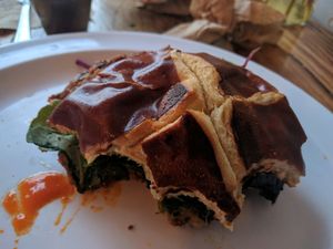 buffalo blue burger pretzel bun at Lulu's Local Eatery in St Louis