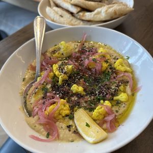 Hummus with Za'atar Pita  at Bardō in Hamilton