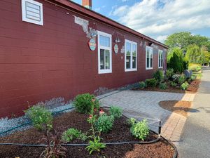 Next to Rail Trail at Tandem Bagel Company in Easthampton