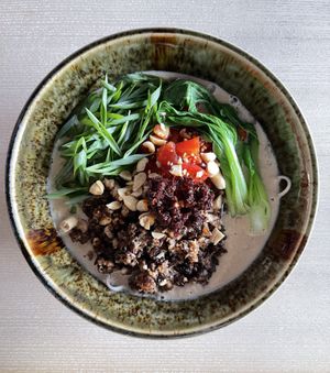 Dan-dan with soba noodles. at Our Sunny Workshop in Kyoto