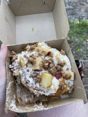 Caramel apple pie. It’s half eaten and bit melted so this photo doesn’t really do it justice !  at Cinnaholic - Union Station in Toronto