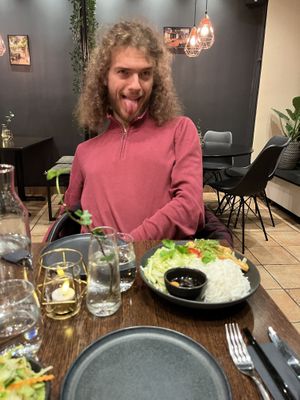 Lemongrass tofu wok and cutie!  at Am Thuc Viet in Gothenburg