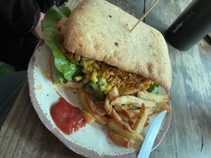 hamburguesa “Kutu” en pan ciabatta   at Guadalupe Vegan  in Talca