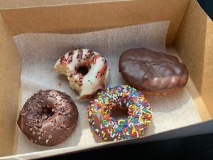 Took a photo mid donut at Liberation Kitchen in Chicago