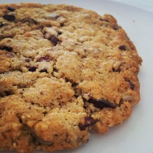 Chocolate chip cookie with oats and sunflower seeds. at Liberation Kitchen in Chicago