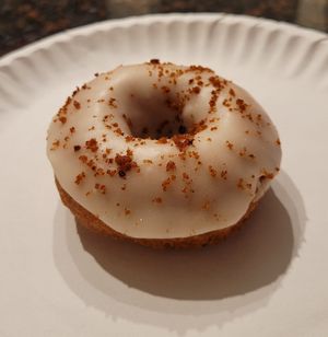 Finn's Fave: cake donut, maple frosting, "bacon" bits at Liberation Kitchen in Chicago