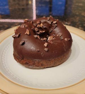 Bolt Cutter: chocolate cake donut, chocolate glaze, cocoa nibs at Liberation Kitchen in Chicago