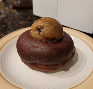 Cousin Frida: chocolate cake, chocolate glaze, cookie dough ball at Liberation Kitchen in Chicago