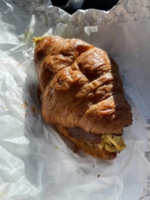 Breakfast croissant sando  at Liberation Kitchen in Chicago