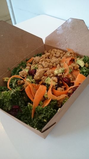 Kale salad with chicken seitan  at Liberation Kitchen in Chicago