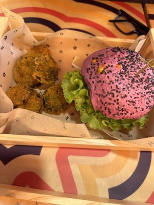 Cherry bomb burger + aubergines  at Flower Burger in Padua