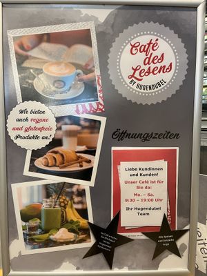 Aufsteller  at Café des Lesens im Hugendubel  in Erfurt