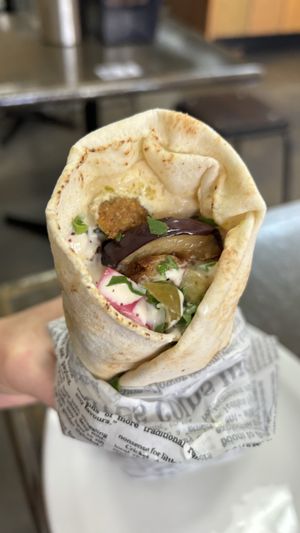 Special felafel wrap  at Wazzup Falafel in Northcote