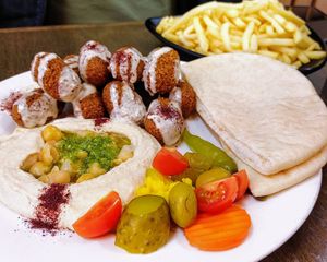 Falafel box at Wazzup Falafel in Northcote