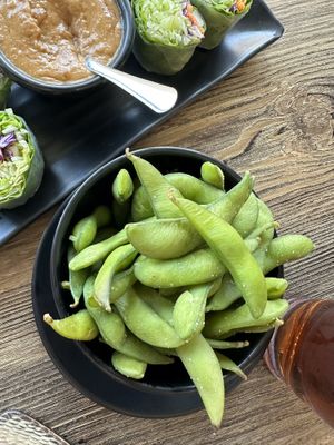 Steamed Edamame  at Spoon + Fork in Mckinney