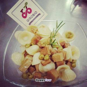 pasta (orecchiette) with seitan and peas... at Giro Bio in Ferrara