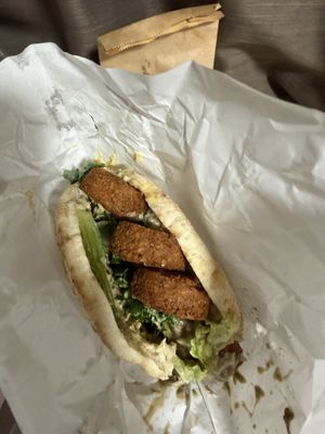 Pita pocket with falafel and hummus  at Falafel Brothers - Harajuku in Tokyo