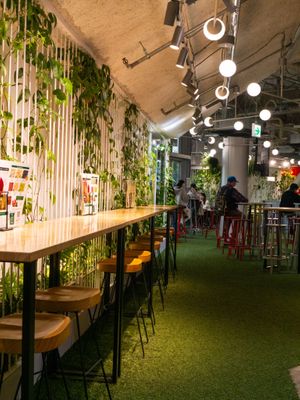 Comfortable space to relax and enjoy your Falafel Brothers meal in the food court space of Harakado building. at Falafel Brothers - Harajuku in Tokyo