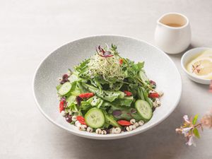 Tahini 生机油麦菜苗 Tahini fresh romaine lettuce salad   at Ru Pure Vegan - 博华广场店 in Shanghai