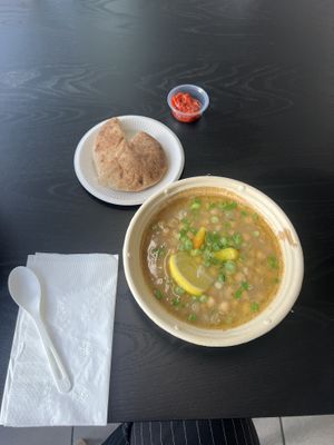 chickpea soupp  at Kayma Algerian Eatery in San Francisco