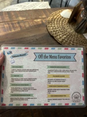 Menu may  at Full Lotus Mindful Kitchen in Coron