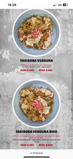 Yakisobas (vegan)  at Kuraya in Madrid