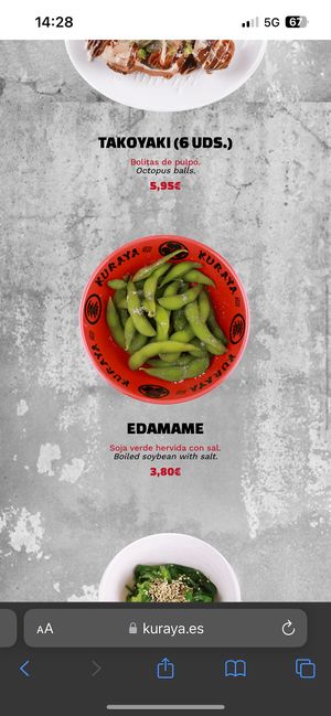 Edamame (vegan)  at Kuraya in Madrid