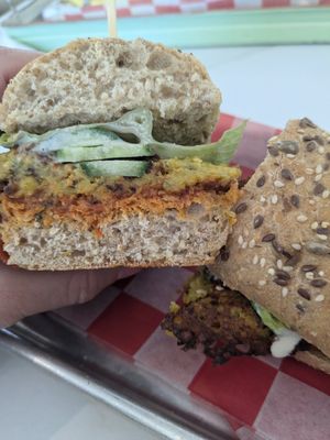 Vegan omelet sandwich at Cafe Landwer in Hallandale Beach