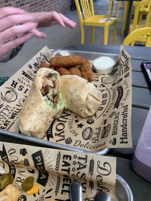 chickin wrap and mozzarella sticks omnomnomnomnom   at Ruby D's Burger Joint in Tulsa