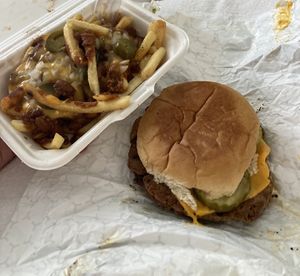 Drive In Burger and Chili Cheese Fries  at Ruby D's Burger Joint in Tulsa