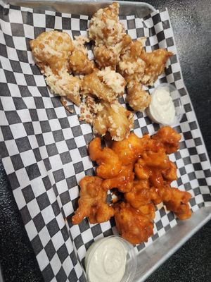 Garlic parmesan and buffalo cauliflower "wings" with ranch at Ruby D's Burger Joint in Tulsa