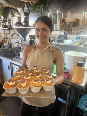 mini carrot cakes  at pasta & plants in Bondi Beach