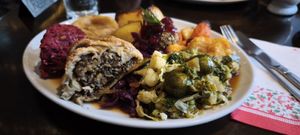 Sunday roast with nut roast and mushroom wellington at the Pelham Buckle, Field near Crawley #Veganuary at The Pelham Buckle in Crawley