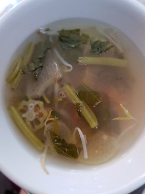 Complementary soup at Halo in Ho Chi Minh City