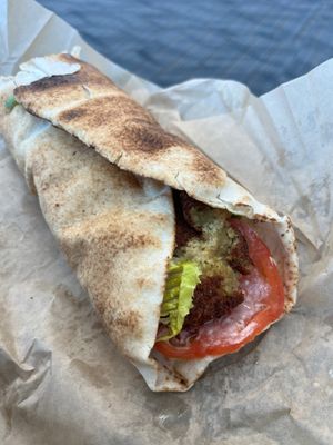Falafel pita from side at DTW - Anita's Kitchen - Gate D24 in Detroit
