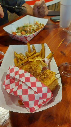 Sandwich with grilled vegetables and mushrooms. at Oark General Store in Oark