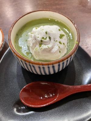 Matcha pudding at Komaki Shokudo in Tokyo
