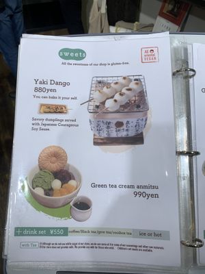 Dessert menu  at Komaki Shokudo in Tokyo