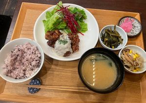 Fried soy menu   at Komaki Shokudo in Tokyo