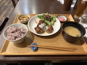 Karaage teishoku  at Komaki Shokudo in Tokyo