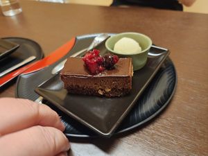 Chocolate cake at Komaki Shokudo in Tokyo
