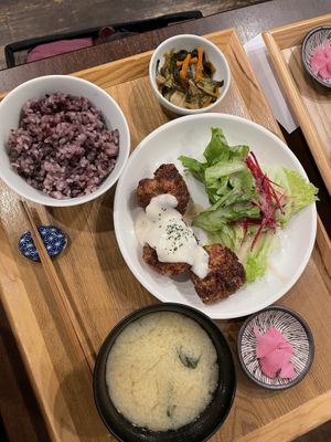 Karaage set meal  at Komaki Shokudo in Tokyo