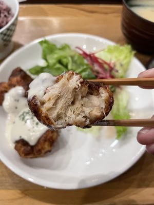 Soy meat karaage  at Komaki Shokudo in Tokyo